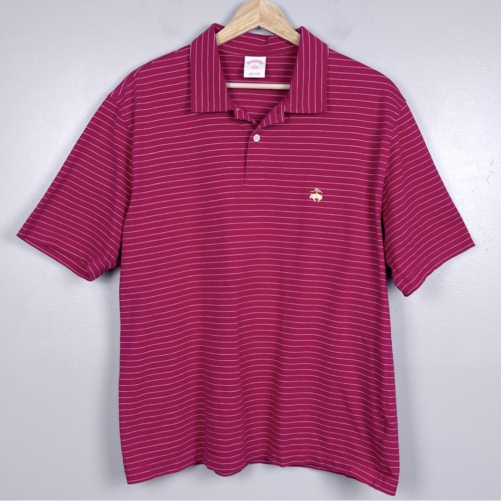 Brooks Brothers 346 Men's 100% Cotton Striped Logo Polo Size L; Preppy, Casual